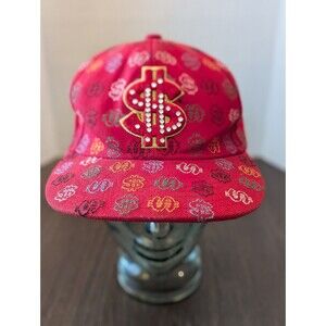 City Hunter Bling Money Dollar Baseball Hat Red Fitted 2XL Embroidered
